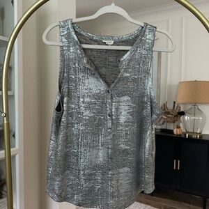 Anthropologie Pilcro Metallic Silver Tank Top